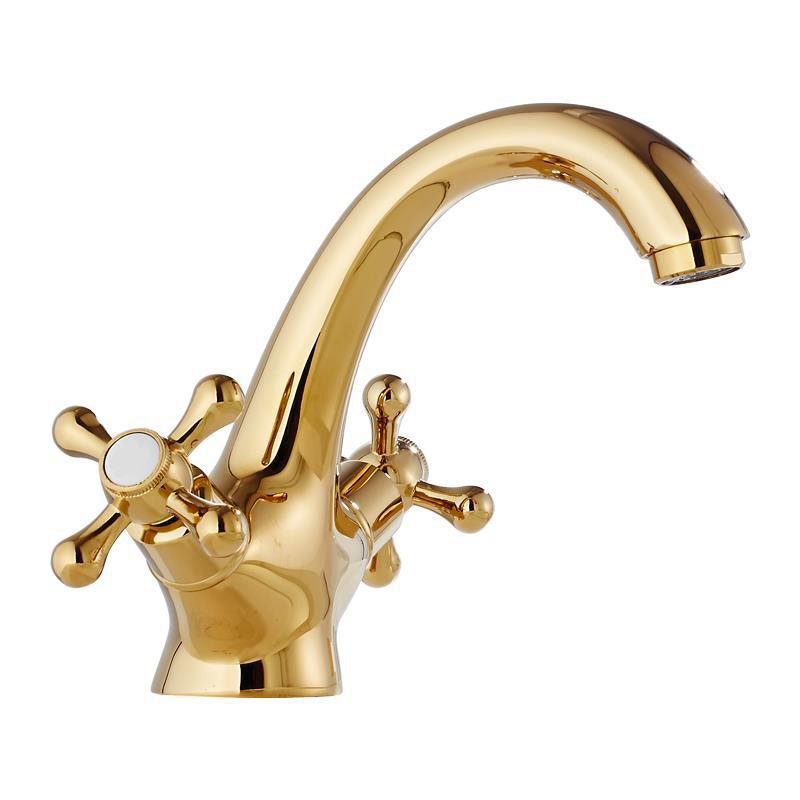 Rynx | Centered Basin Faucet Single Hole Bathroom Faucet with 2 Cross Handles