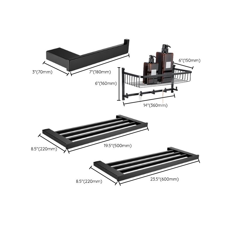 Rynx | 5-piece Modernism Bathroom Accessory Set in Matte Black Stainless Steel