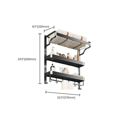 Rynx | Modern Bathroom Set Matte Black Bathroom Shelf Towel Holder Bathroom Accessories Set