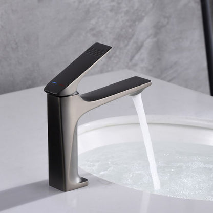 Rynx | Modern Bathroom Faucet Brass Deep Arc Lever Handle with Faucet Hose