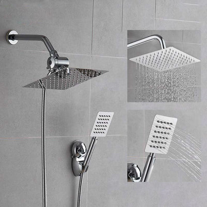 Rynx | Silver Square Double Shower Head Modern Water Filtration Wall-Mounted Shower Head