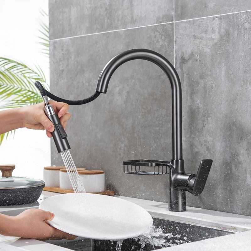 Rynx | Goose Neck Kitchen Sink Faucet Three-Way Flow with Pull-Down Spray Head
