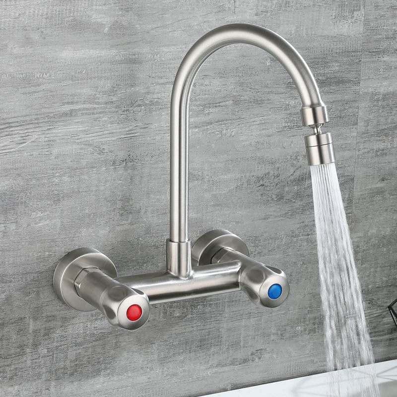 Rynx | Round 2-Handle Bathroom Faucet Single Hole Wall Mounted Bathroom Faucet