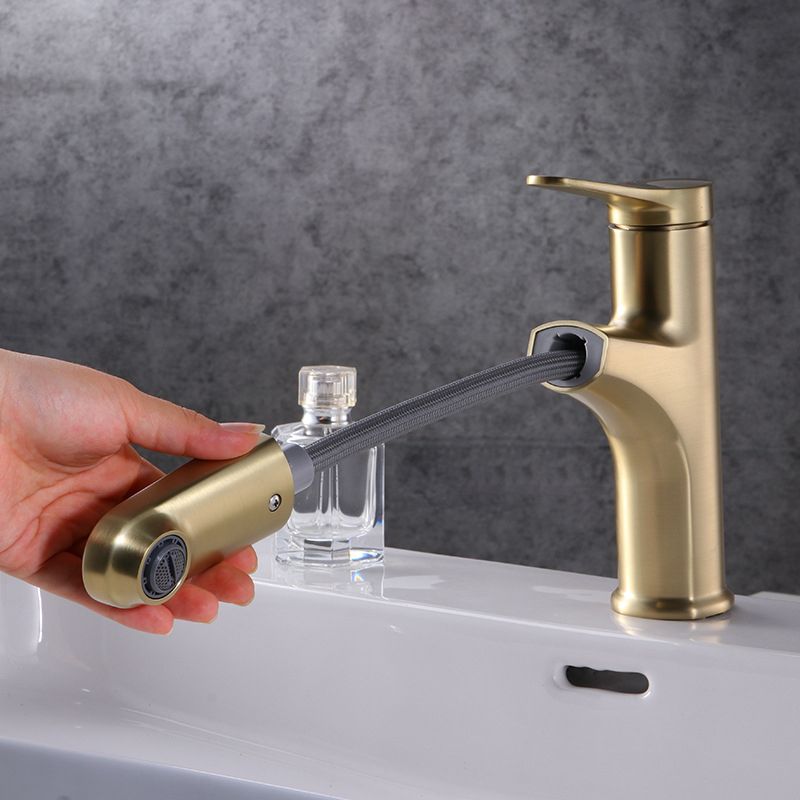 Rynx | Contemporary Basin Faucet Copper Pure Color Single Handle Pull-Out Basin Faucet