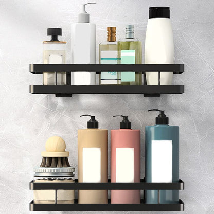 Rynx | 2-piece bathroom shelf made of matte black metal bathroom hardware set