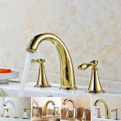 Rynx | Copper Deck-Mounted Roman Bathtub Faucet Low Arc Roman Bathtub Faucet Set