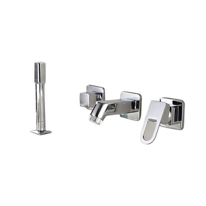 Rynx | Wall Mounted Faucet Brass Lever Handle Bathroom Faucet Hand Shower