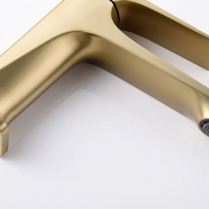 Rynx | Modern Bathroom Faucet Brass Deep Arc Lever Handle with Faucet Hose