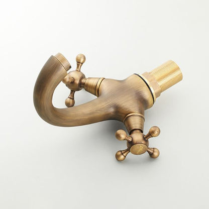 Rynx | Vintage Widespread Bathroom Faucet Industrial Cross Handles Sink Faucet