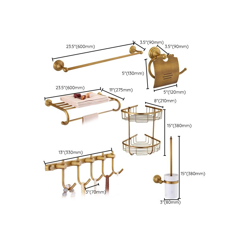 Rynx | 4-piece traditional bathroom accessory set Gold Brass bathroom accessory hardware set