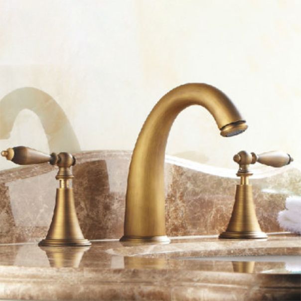 Rynx | Copper Deck-Mounted Roman Bathtub Faucet Low Arc Roman Bathtub Faucet Set