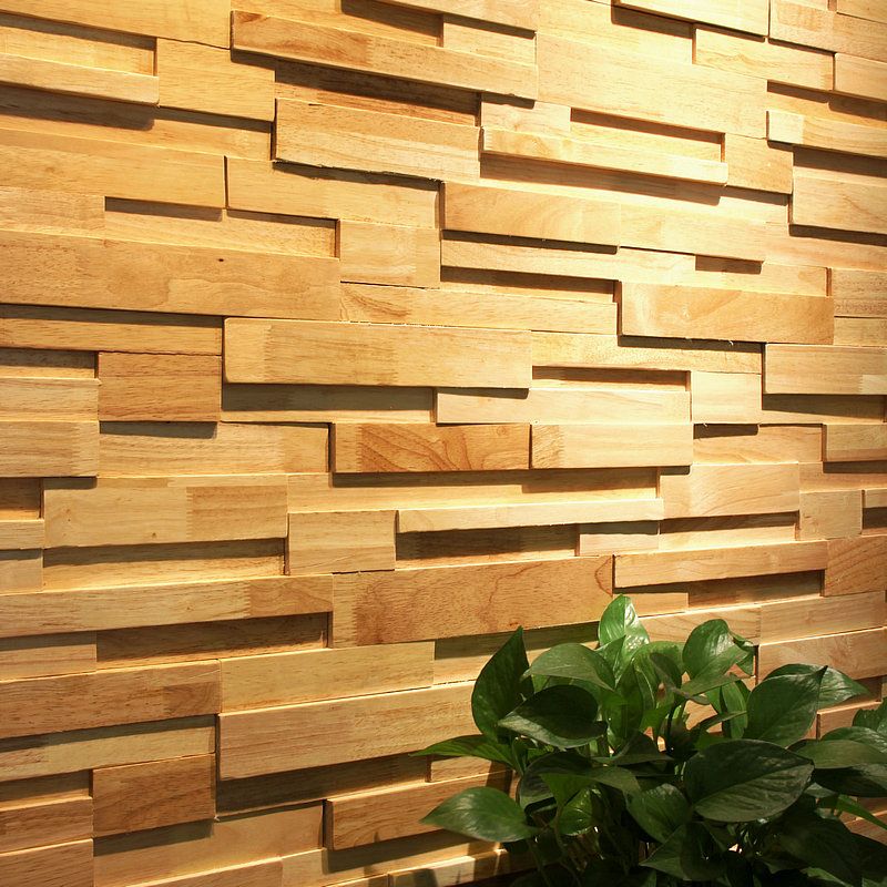 Rynx | Mosaic Wood Wall Cladding Glue Living Room Modern Style Wood Plank
