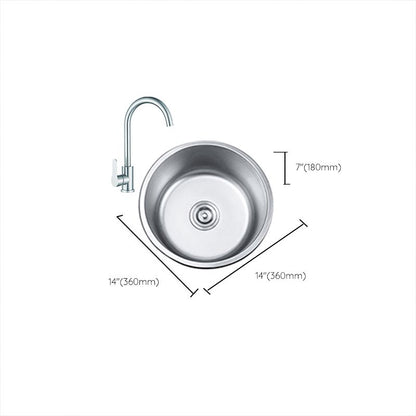 Rynx | Round Single Bowl Kitchen Sink Stainless Steel Sink with Drain Strainer Set