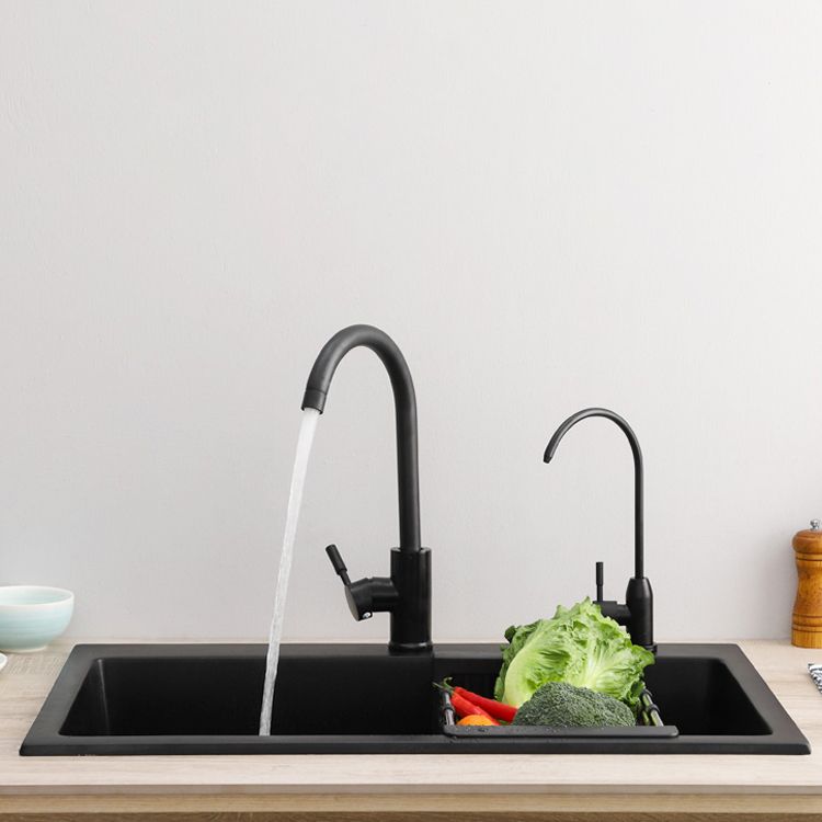 Rynx | Modern 1-handle bar faucet with connection lines kitchen faucet in black