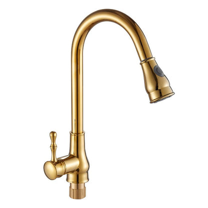 Rynx | Brushed Gold Kitchen Faucet High Arc Swivel Spout with Pull-Down Spray Head