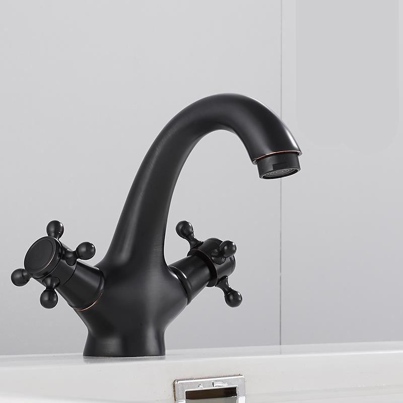 Rynx | Centered Basin Faucet Single Hole Bathroom Faucet with 2 Cross Handles