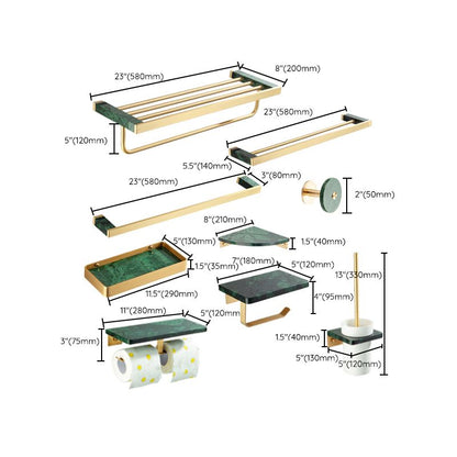 Rynx | Golden Bath Hardware Set Brass & Marble Bathroom Accessories Set