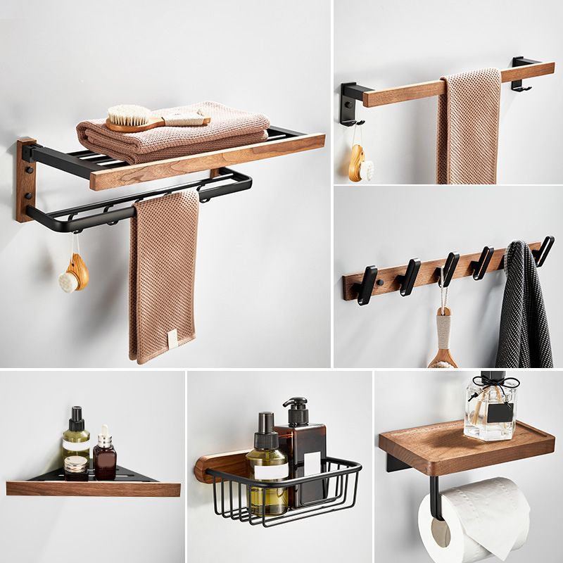 Rynx | Wood and Aluminum Bath Accessory Set Black Bathroom Accessory Kit