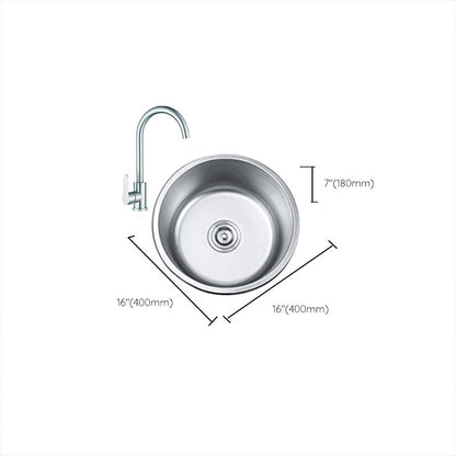 Rynx | Round Single Bowl Kitchen Sink Stainless Steel Sink with Drain Strainer Set