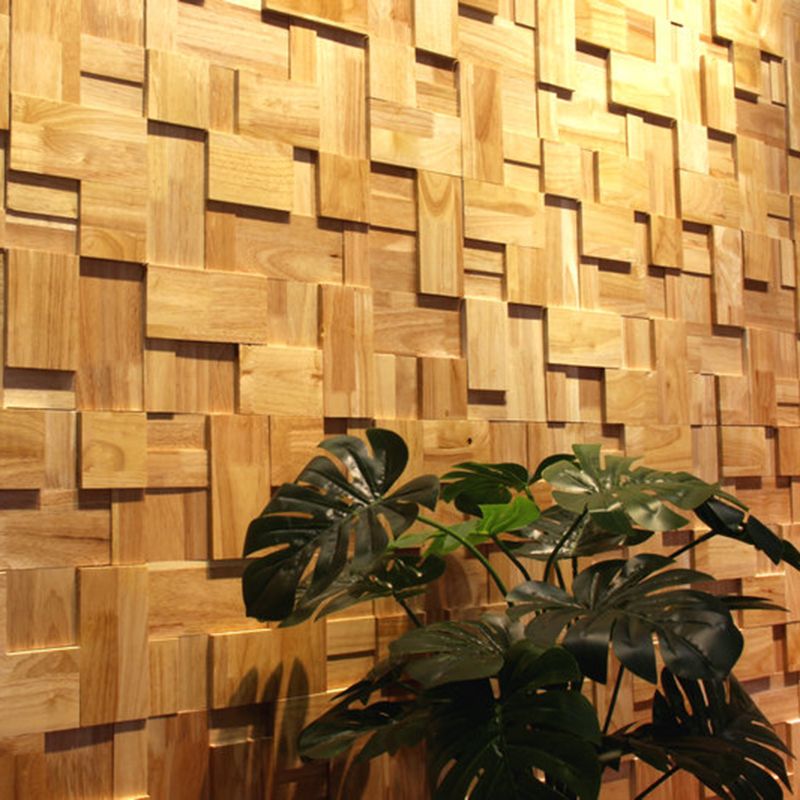 Rynx | Mosaic Wood Wall Cladding Glue Living Room Modern Style Wood Plank