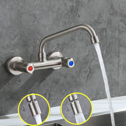 Rynx | Round 2-Handle Bathroom Faucet Single Hole Wall Mounted Bathroom Faucet