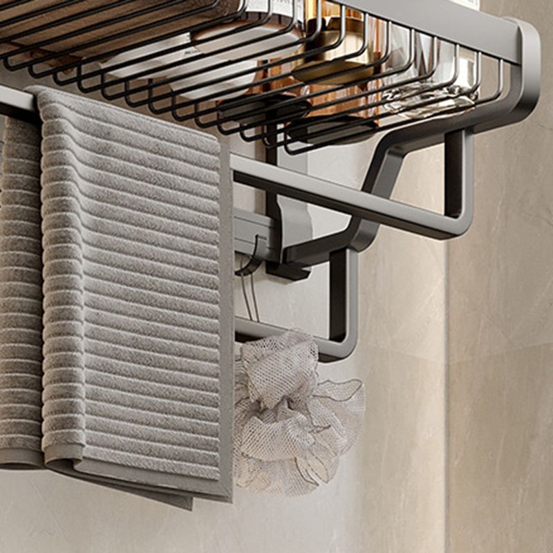 Rynx | Aluminum modern bathroom accessories set polished gray bathroom shelf/paper holder/robe hook