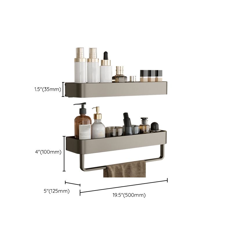 Rynx | Contemporary Aluminum Bathroom Accessory Set Grey Bath Shelf