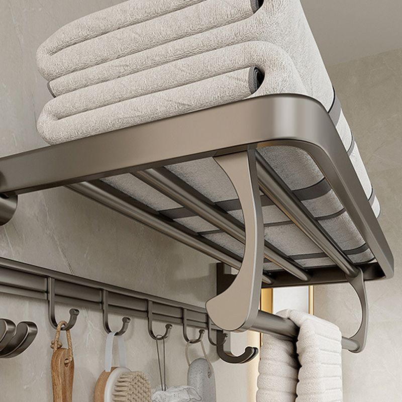 Rynx | Modern Bathroom Accessories Set in Gray with Bathroom Shelf/Towel Holder/Bathrobe Hook & Paper Holder