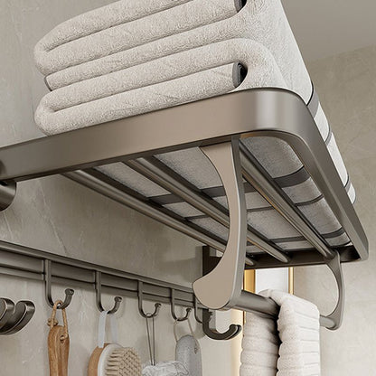Rynx | Modern Bathroom Accessories Set in Gray with Bathroom Shelf/Towel Holder/Bathrobe Hook & Paper Holder