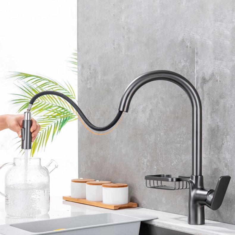 Rynx | Goose Neck Kitchen Sink Faucet Three-Way Flow with Pull-Down Spray Head