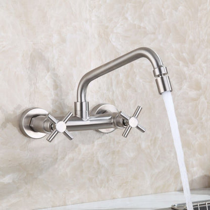 Rynx | Round 2-Handle Bathroom Faucet Single Hole Wall Mounted Bathroom Faucet