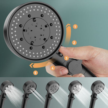 Rynx | Bathroom Shower Head 5-Stream Round Hand Shower Holder Wall Mount Shower Head