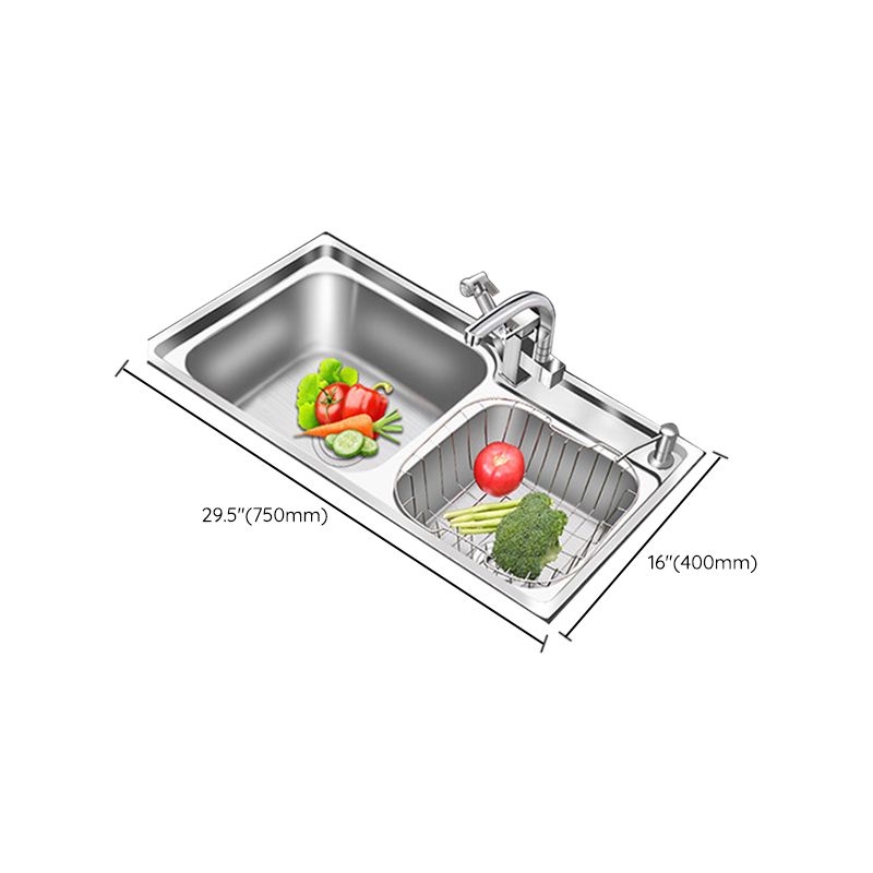 Rynx | Modern Style Kitchen Sink Stainless Steel 2 Holes Top Mount Kitchen Sink