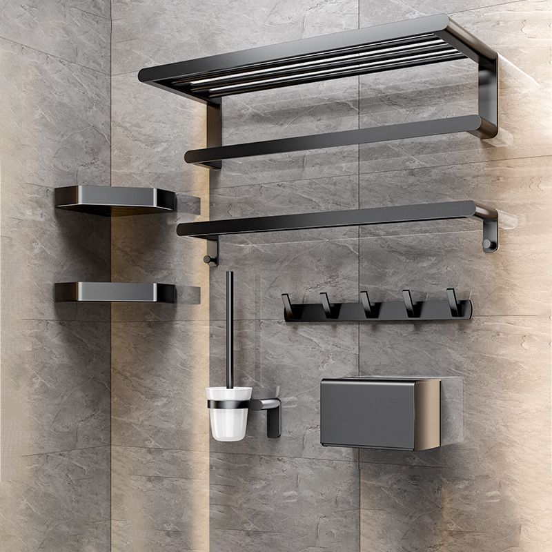 Rynx | Modern Bathroom Set with Bath Shelf/Towel Holder & Paper Holder Black Bathroom Hardware
