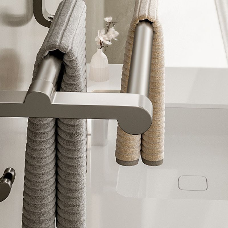 Rynx | Modern Bathroom Accessories Set in Gray with Bathroom Shelf/Towel Holder/Bathrobe Hook & Paper Holder