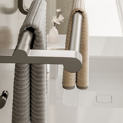 Rynx | Modern Bathroom Accessories Set in Gray with Bathroom Shelf/Towel Holder/Bathrobe Hook & Paper Holder