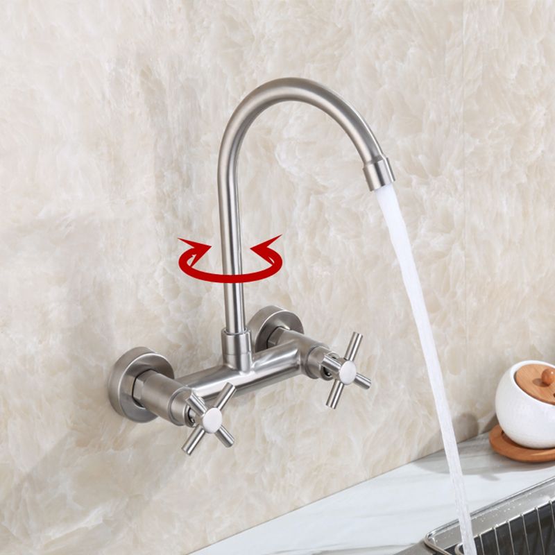 Rynx | Round 2-Handle Bathroom Faucet Single Hole Wall Mounted Bathroom Faucet