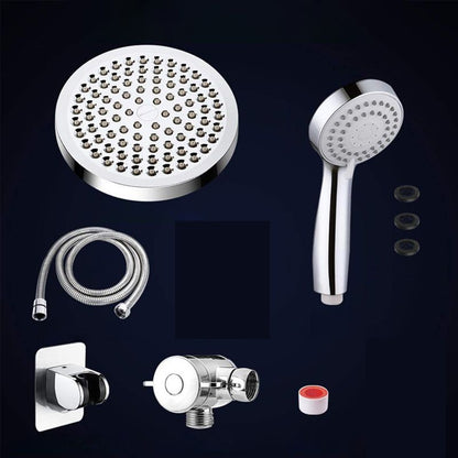 Rynx | Silver Dual Showerhead with Hose Modern Style Wall Mounted Showerhead