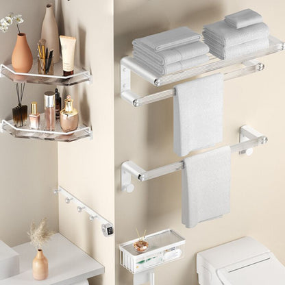 Rynx | White metal and acrylic bathroom accessories as single item or in set with bathroom shelf