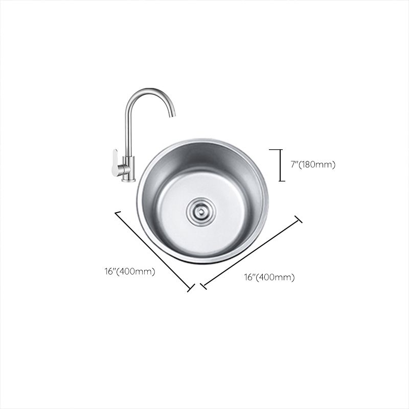 Rynx | Round Single Bowl Kitchen Sink Stainless Steel Sink with Drain Strainer Set