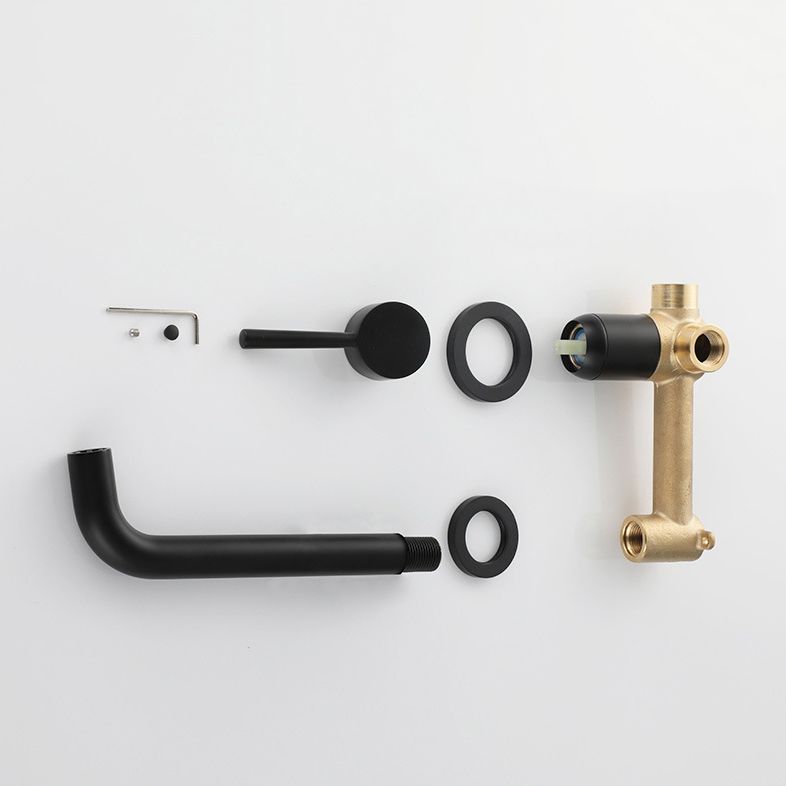 Rynx | Industrial Sink Faucet Brass Lever Handles Low Arc Wall Mounted Bathroom Faucet