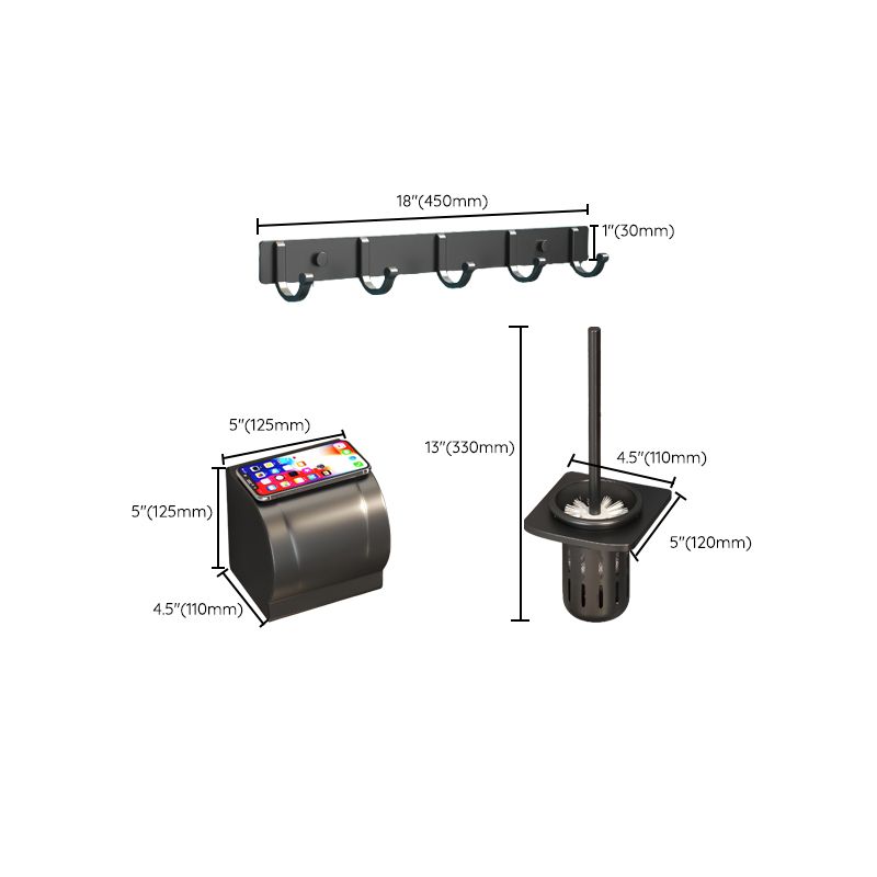 Rynx | Modern Bathroom Hardware Set Matte Black Metal Bathroom Accessories Kit
