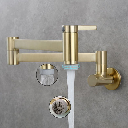 Rynx | 1-handle brushed nickel widespread faucet 1-hole wall-mounted bathroom faucet with brass