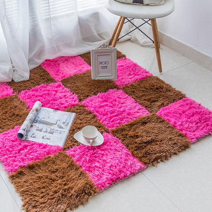 Rynx | Modern Carpet Tiles Interlocking Color Block Shag Carpet Tiles