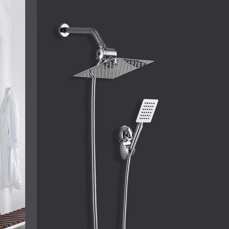Rynx | Silver Square Double Shower Head Modern Water Filtration Wall-Mounted Shower Head