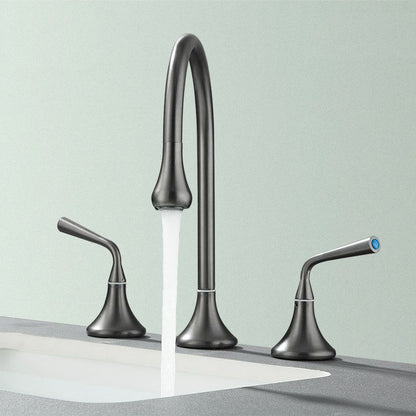 Rynx | Double Handle Tub Filler Deck Mounted High Arc Brass Modern Roman Tub Filler