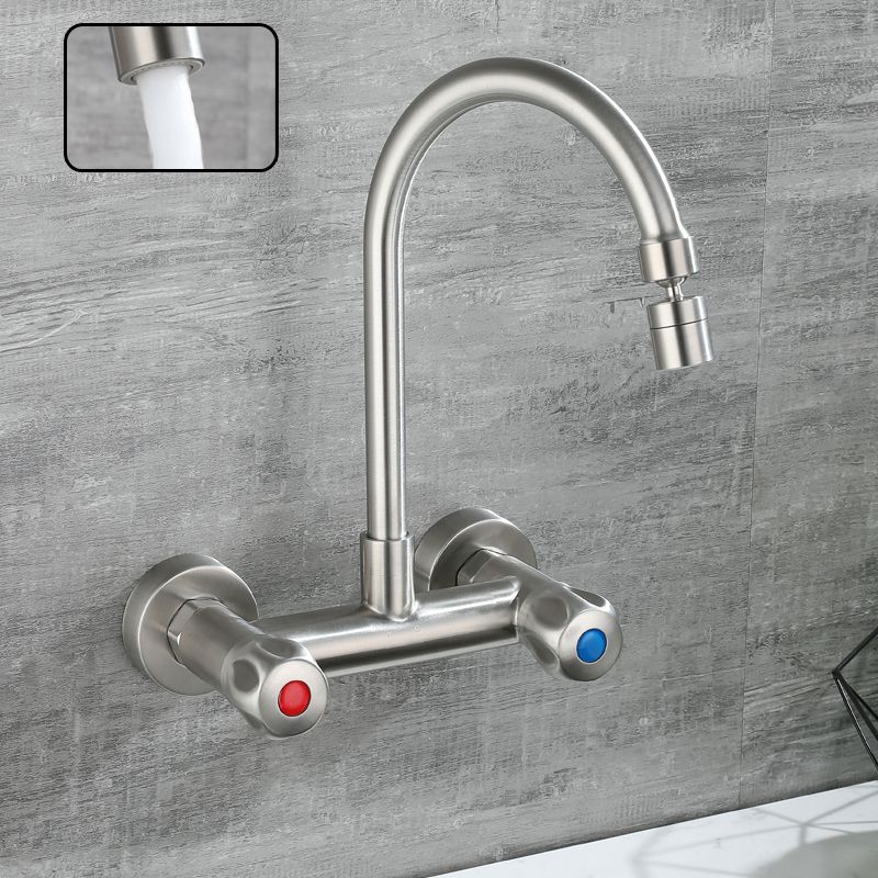 Rynx | Round 2-Handle Bathroom Faucet Single Hole Wall Mounted Bathroom Faucet