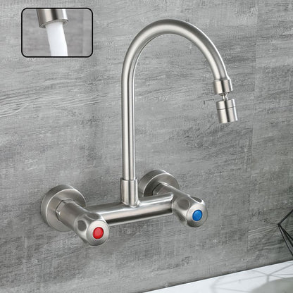 Rynx | Round 2-Handle Bathroom Faucet Single Hole Wall Mounted Bathroom Faucet