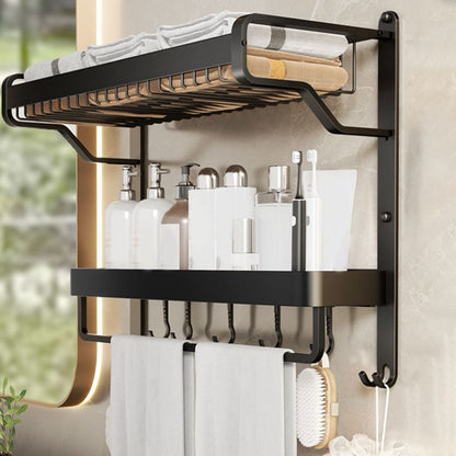 Rynx | Modern Bathroom Set Matte Black Bathroom Shelf Towel Holder Bathroom Accessories Set