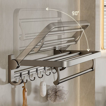 Rynx | Modern Bathroom Accessories Set in Gray with Bathroom Shelf/Towel Holder/Bathrobe Hook & Paper Holder